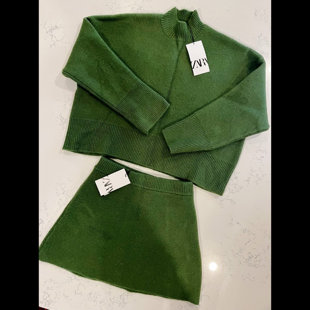 Brand new with tags Zara knit sweater + skirt set